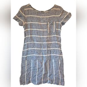 LOU & GREY Shirt Dress Striped Linen Drop Waist XS